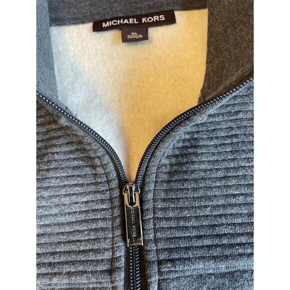 Michael Kors Men's Collared Full Zip Ribbed Navy Blue Cozy Sweatshirt XL - Picture 7 of 10